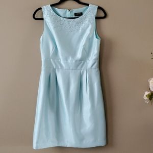 Tahari ASL Aqua Beaded Sleeveless Dress 6P